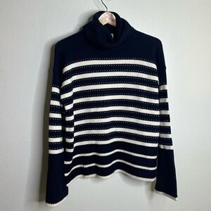 La Ligne 100% Wool Navy Striped Turtleneck Sweater Size XS